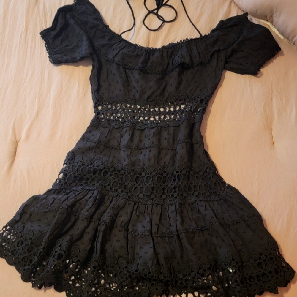 FREE PEOPLE Cruel Intentions Ruffle Mini Dress In Black